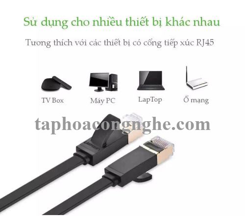 Ugreen 11263 5M màu Đen Cáp mạng LAN cat7 STP dây dẹp NW106 30011263